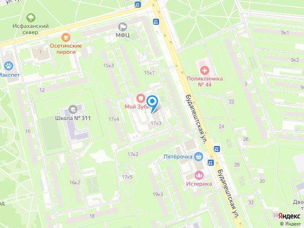 Стоматологический центр Мой Зубной по адресу Будапештская, 17 к3 на карте