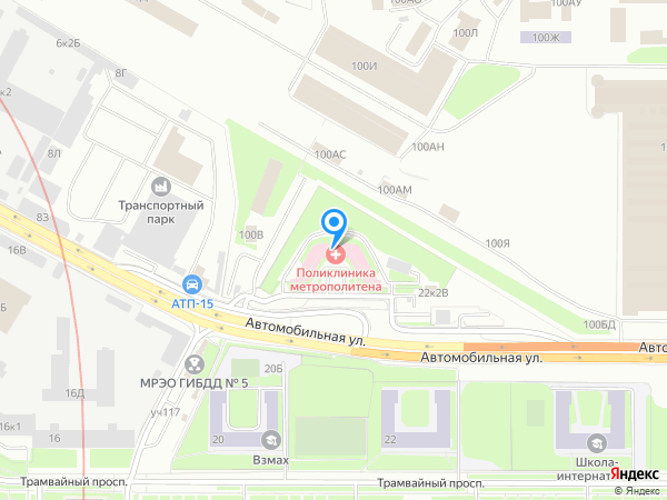 Поликлиника Петербургского метрополитена на карте