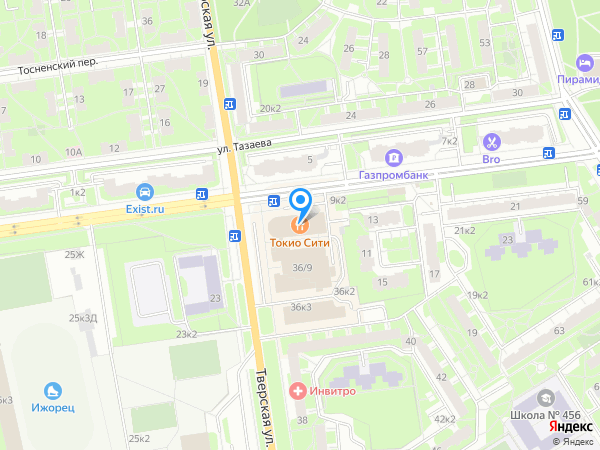 Центры Имплантации и Стоматологии ИНТАН по адресу г. Колпино, ул. Тверская, д.34 на карте