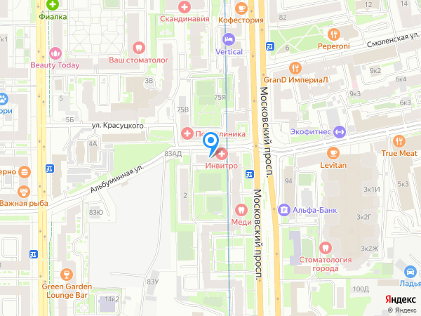 система клиник МЕДИ по адресу пр-т Московский, д. 79 на карте