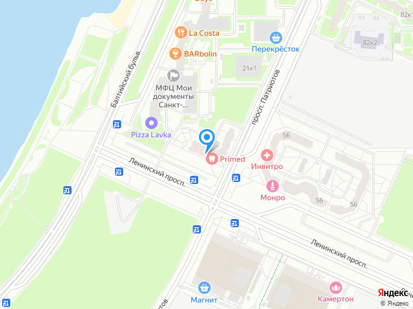 сеть клиник СТОМАТОЛОГИЧЕСКИЙ ЦЕНТР ГОРОДА по адресу 198332, Ленинский проспект, д.54 на карте