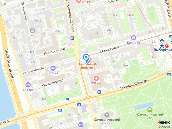 Сеть стоматологических клиник УНИ ДЕНТ по адресу Большой Сампсониевский проспект, 47 на карте