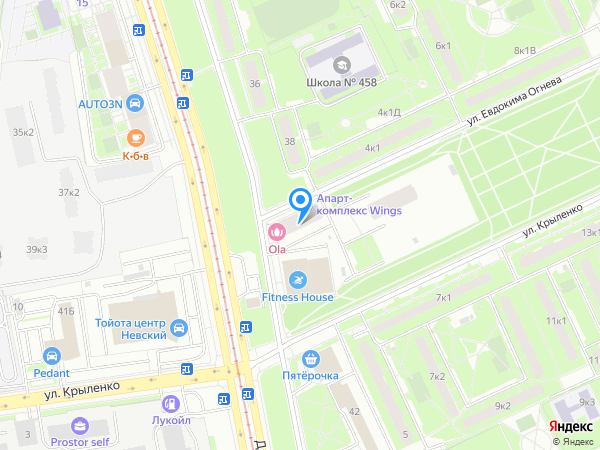 Сеть центров красоты OLA по адресу ул. Крыленко , 14 стр 2 на карте
