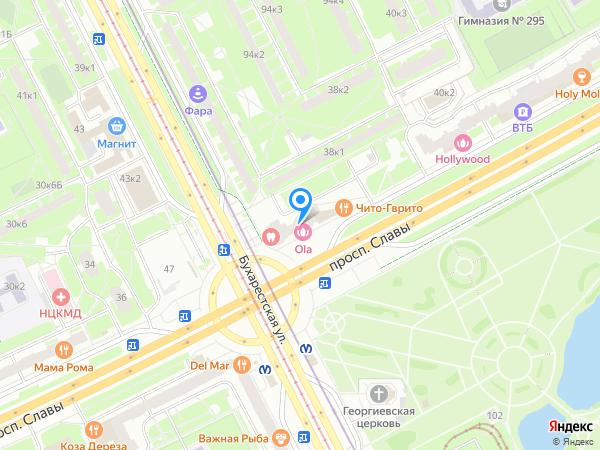Центры Имплантации и Стоматологии ИНТАН по адресу ул. Бухарестская, д. 96 на карте