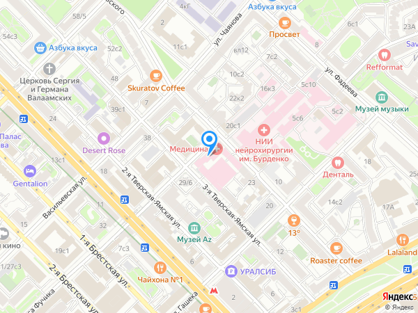 ОАО «Медицина» во 2-м Тверском-Ямском переулке на карте