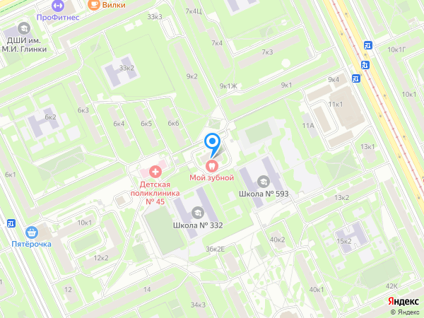 Стоматологический центр Мой Зубной по адресу Солидарности проспект, 9 к3 на карте