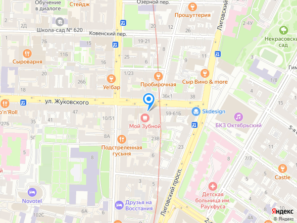Стоматологический центр Мой Зубной по адресу Жуковского, 57 на карте