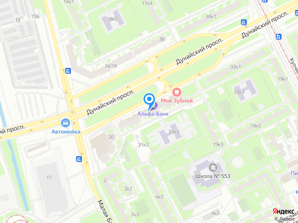 Стоматологический центр Мой Зубной по адресу пр-т Дунайский, д. 31 к1 лит А на карте