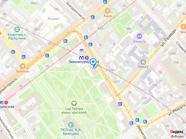 ФК Открытие по адресу ул. Звенигородская, д. 3, лит. А на карте