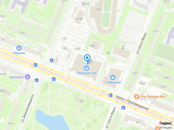 Пойдем! по адресу просп. Просвещения, д. 74, корп. 2, лит. А на карте