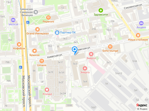 Невский Банк по адресу ул. Киевская, д. 5, корп. 3 на карте