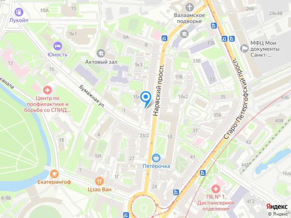 Ренессанс Кредит по адресу Нарвский просп., д. 17—19, лит. А на карте
