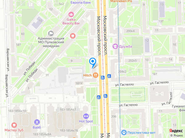 Примсоцбанк по адресу Московский просп., д. 179 на карте