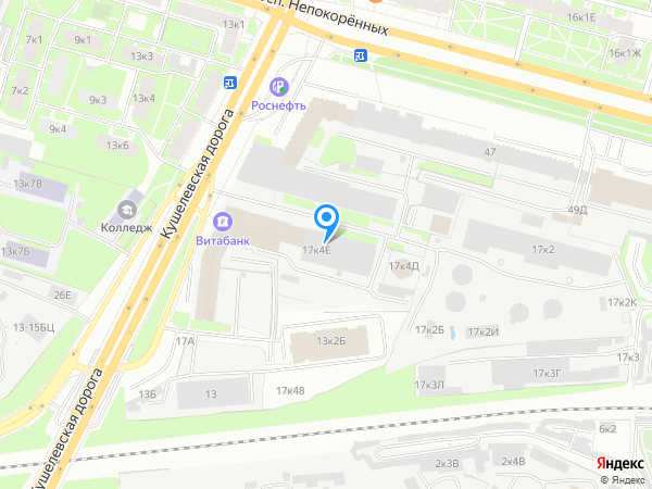 Витабанк по адресу просп. Непокоренных, д. 17, корп. 4, лит. В на карте
