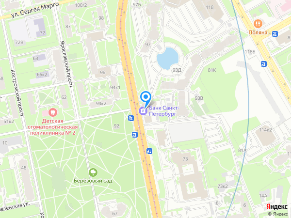 Банк «Санкт-Петербург» по адресу просп. Энгельса, д. 85 на карте