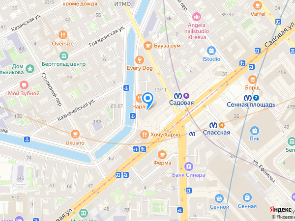 Почта Банк по адресу пл. Сенная, д. 13а на карте
