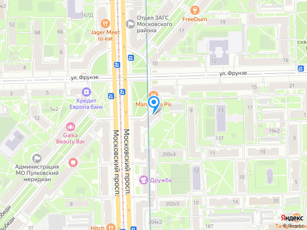 Банк Оранжевый по адресу Московский просп., д. 198, лит. А на карте