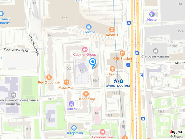 Фрезия по адресу Московский проспект д.139, корп.2 на карте