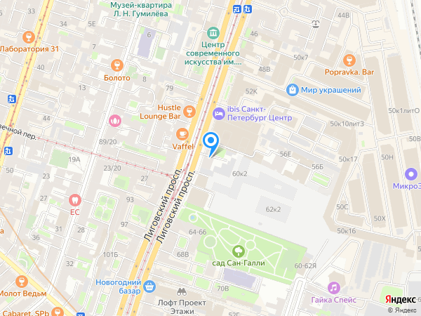 Росэнергобанк по адресу Лиговский просп., д. 58, лит. А на карте