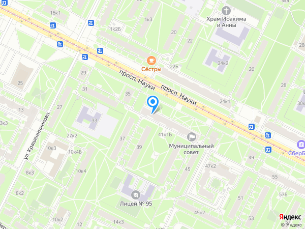 Русский Стандарт по адресу просп. Науки, д. 41, лит. А на карте
