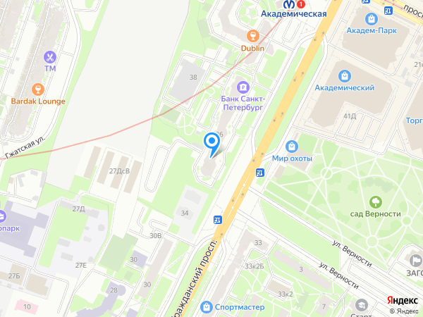 Кредит Европа Банк по адресу просп. Гражданский, д. 36, лит. А на карте