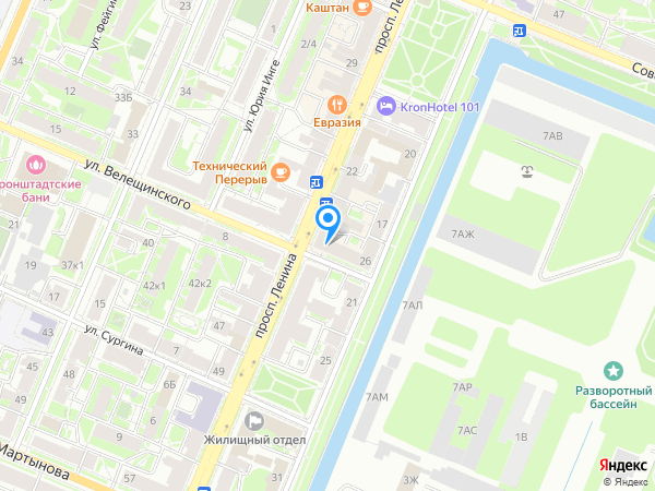 Балтийский Банк по адресу Кронштадт, просп. Ленина, д. 26 на карте
