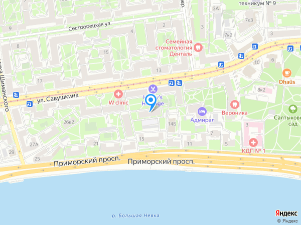 Детский сад 10, филиал б, Приморский район на карте