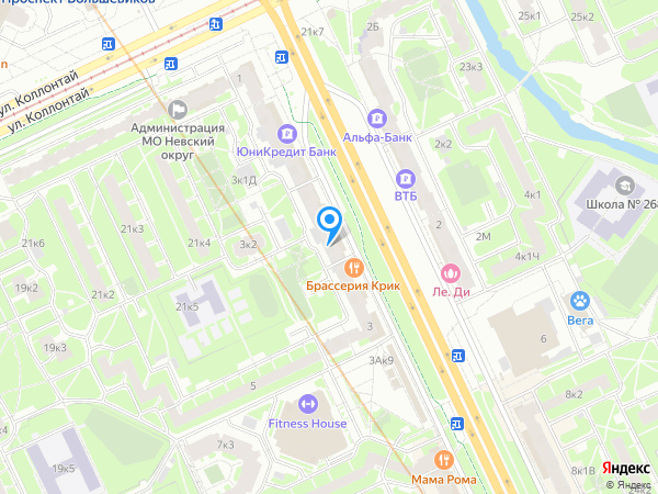 Хоум Кредит Банк по адресу просп. Большевиков, д. 3 на карте