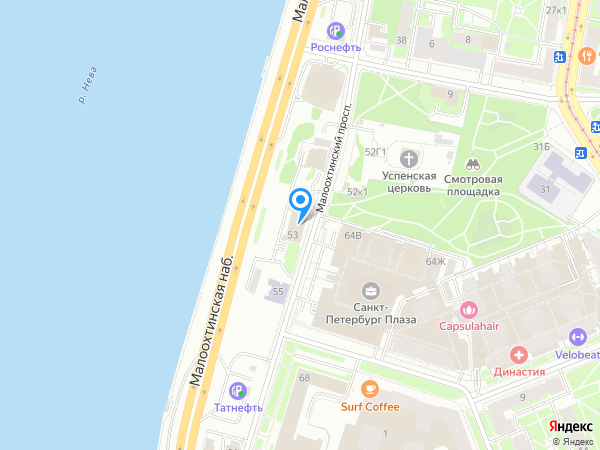 ВТБ 24 по адресу просп. Малоохтинский, д. 53 на карте