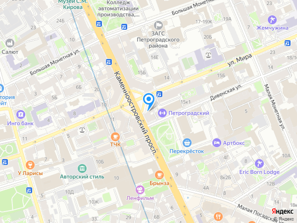 Райффайзенбанк по адресу Каменноостровский просп., д. 13/2 на карте