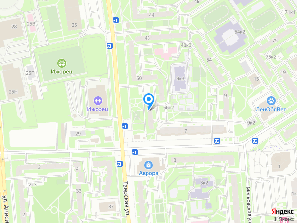 Росгосстрах Банк по адресу Колпино, ул. Тверская, д. 56, лит. А на карте