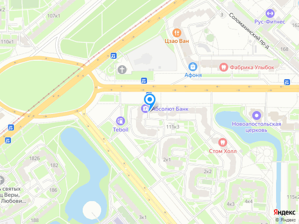 Абсолют Банк по адресу Ленинский просп., д. 109, лит. А на карте