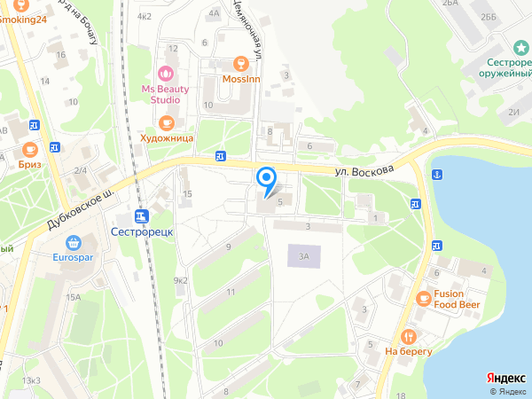 Ростфинанс по адресу Сестрорецк, ул. Воскова, д. 5, лит. А на карте