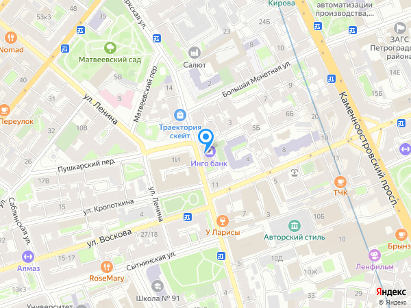 Союз по адресу ул. Кронверкская, д. 13, лит. А на карте