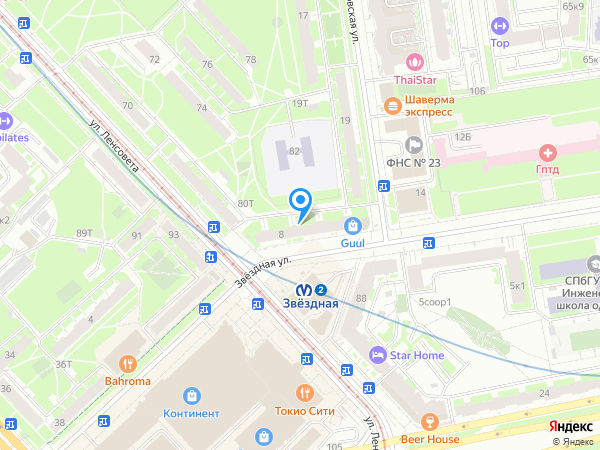 Ренессанс Кредит по адресу ул. Звездная, д. 8, лит. А на карте