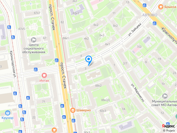 Энергомашбанк по адресу ул. Зайцева, д. 3, корп. 2, лит. А на карте