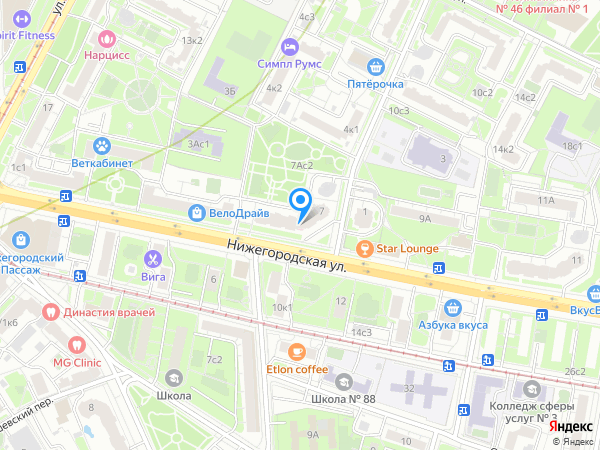 Клиника лазерной стоматологии Президент на Нижегородской на карте