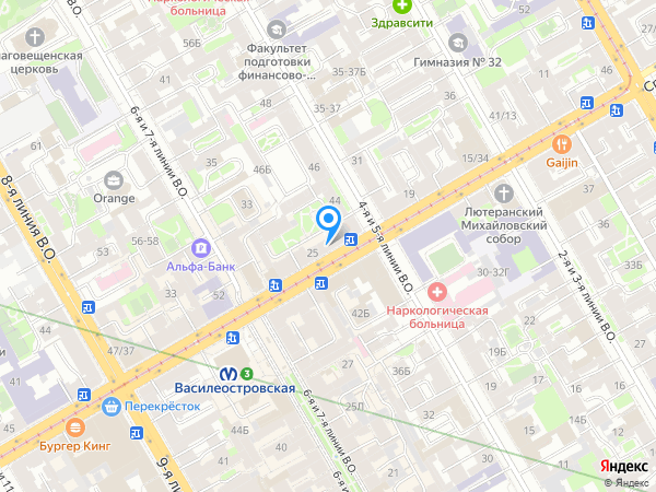 Газпромбанк по адресу Средний просп. В. О., д. 25, лит. А на карте