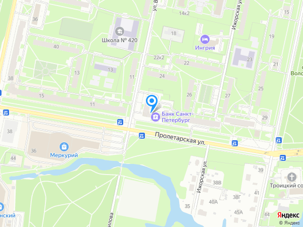 Банк Уралсиб по адресу Колпино, ул. Пролетарская, д. 9 на карте