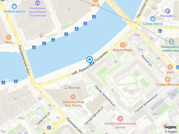 Россия по адресу наб. Адмирала Лазарева, д. 24, лит. А на карте