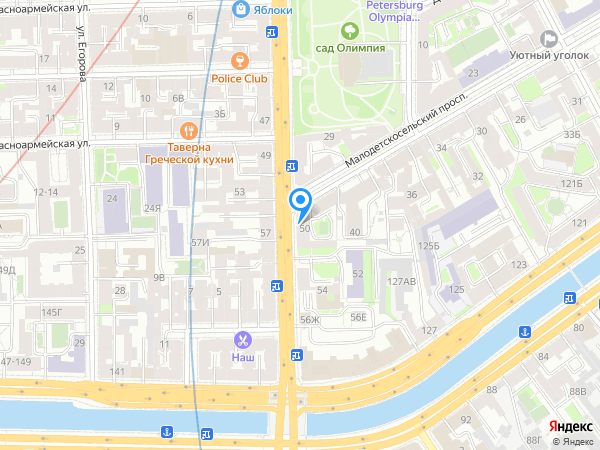 Форштадт по адресу Московский просп., д. 50 на карте