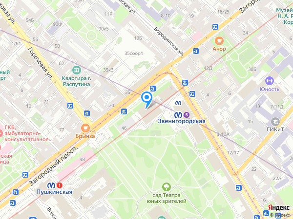 Александровский по адресу Загородный просп., д. 46, лит. Б, корп. 2 на карте