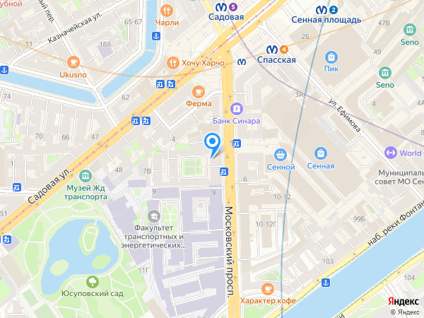Банк «Санкт-Петербург» по адресу Московский просп., д. 7, лит. А на карте