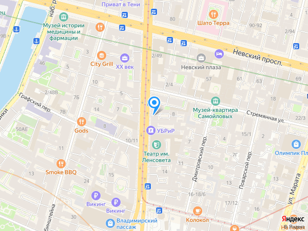 Бинбанк по адресу Владимирский просп., д. 8а на карте