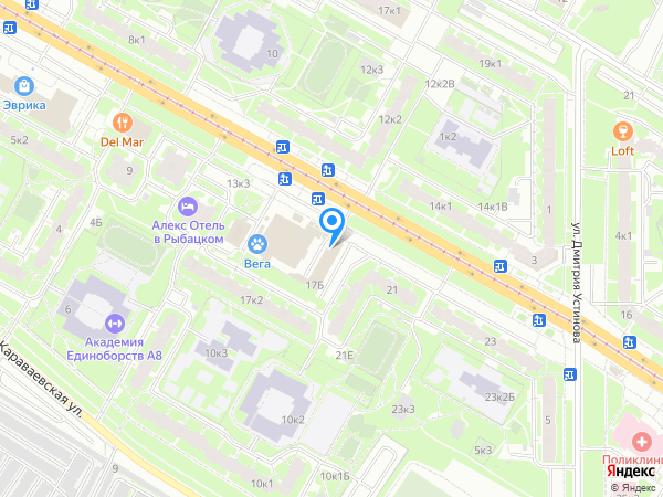 Вега по адресу Шлиссельбургский проспект, 17 на карте