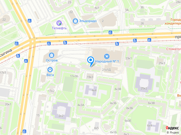 Воронеж по адресу просп. Косыгина, д. 19, корп. 1, лит. А на карте