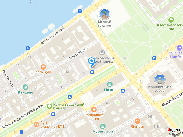 Новикомбанк по адресу Конногвардейский бул., д. 3, лит. А на карте