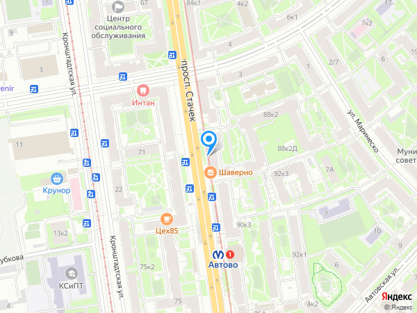 Хоум Кредит Банк по адресу просп. Стачек, д. 88а на карте