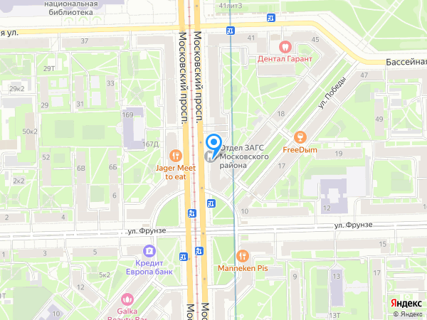 ЮниКредит Банк по адресу Московский просп., д. 194, лит. А на карте