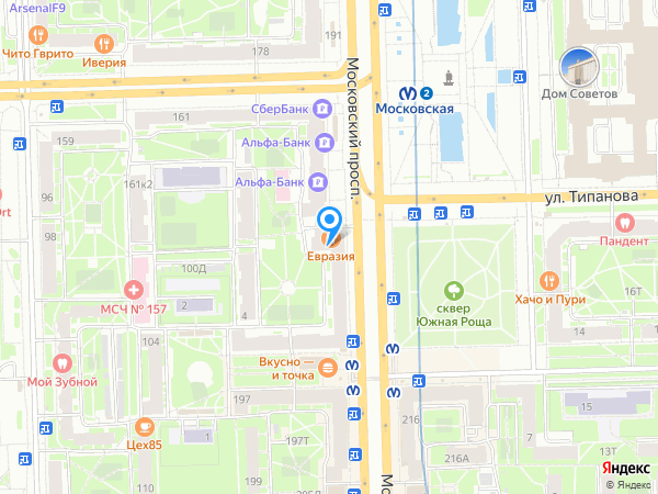 Хоум Кредит Банк по адресу Московский просп., д. 195 на карте